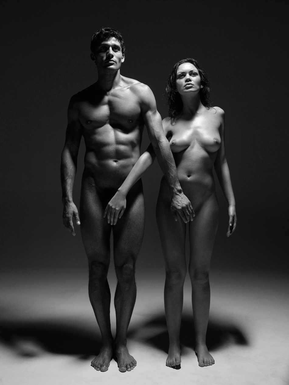 Nude men and woman together