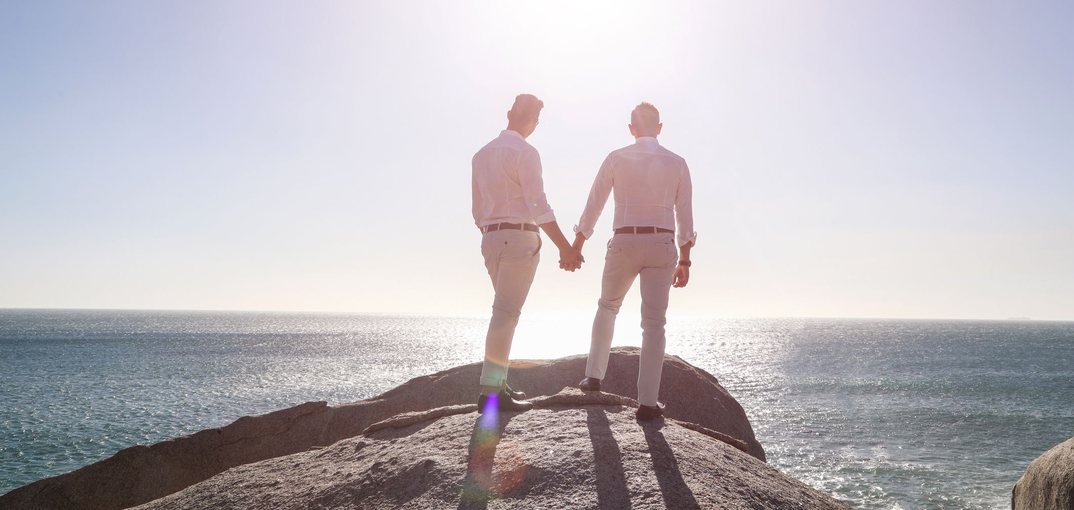 Gay wedding by the sea.