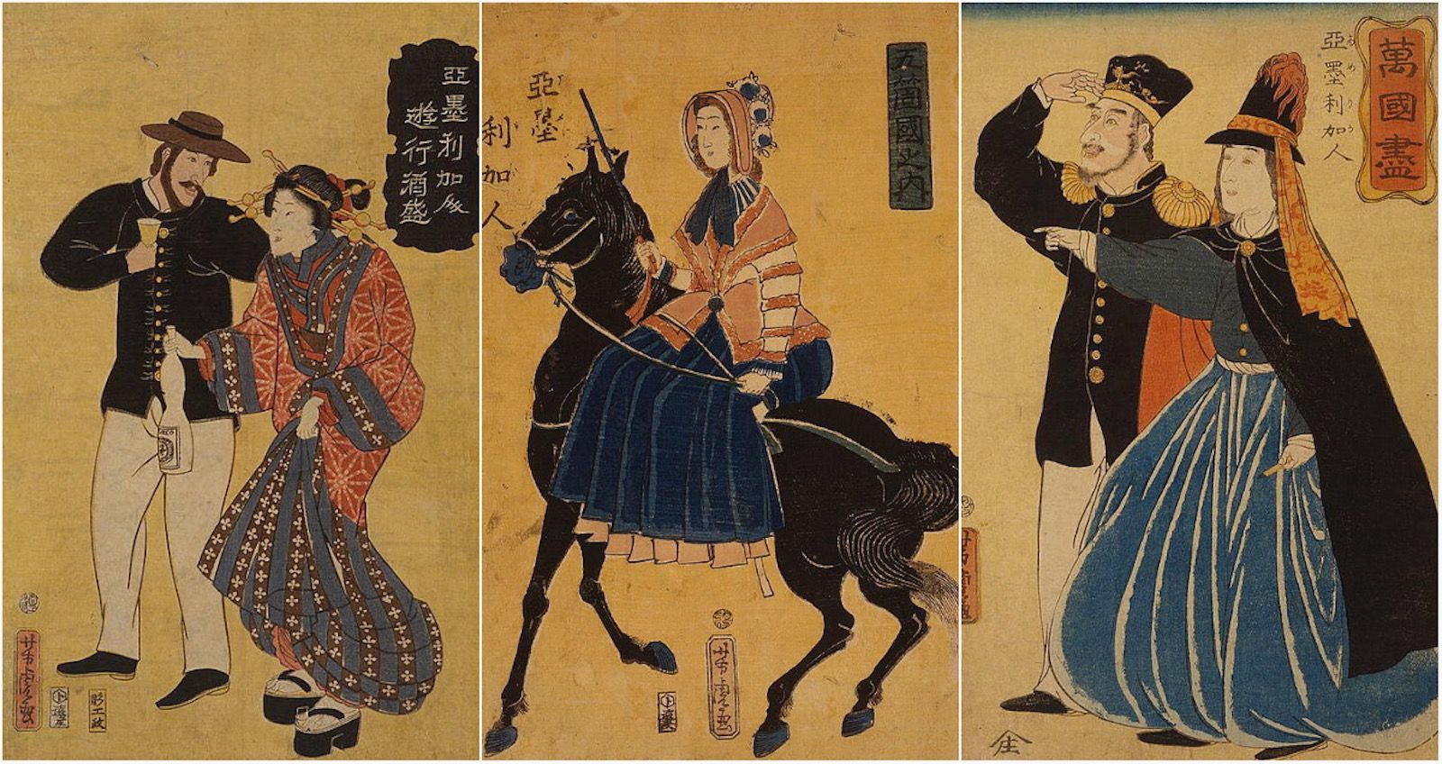 Así retrataban los japoneses a los occidentales en el s. XIX