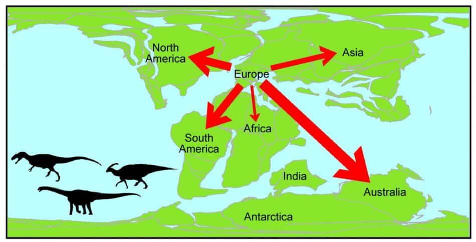 Descubren que ciertas familias de dinosaurios eligieron irse de Europa