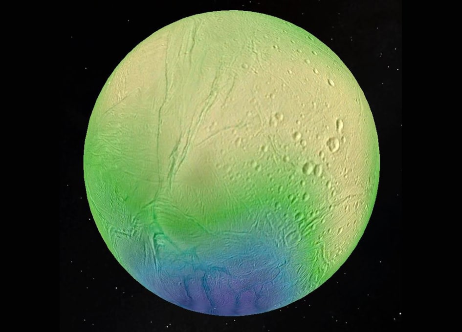 Descubren que el océano de Encélado está pocos kilómetros debajo de su superficie helada