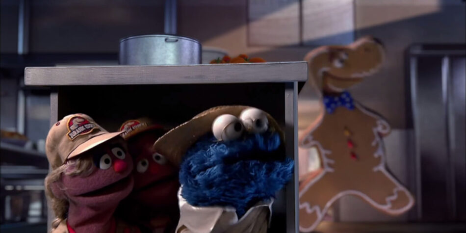 El monstruo de las galletas protagoniza una parodia de Jurassic Park