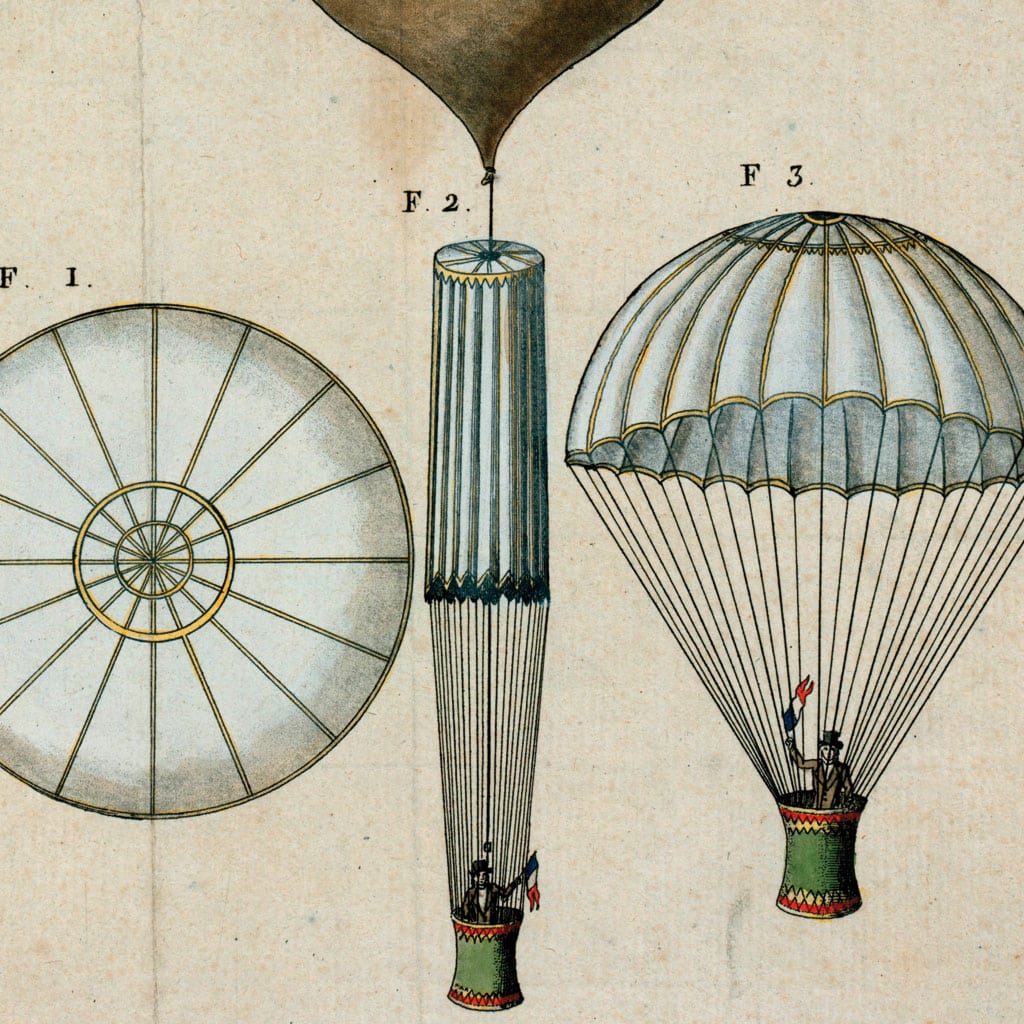 El primer salto en paracaídas de la historia no se realizó desde un avión (ni con un paracaídas)