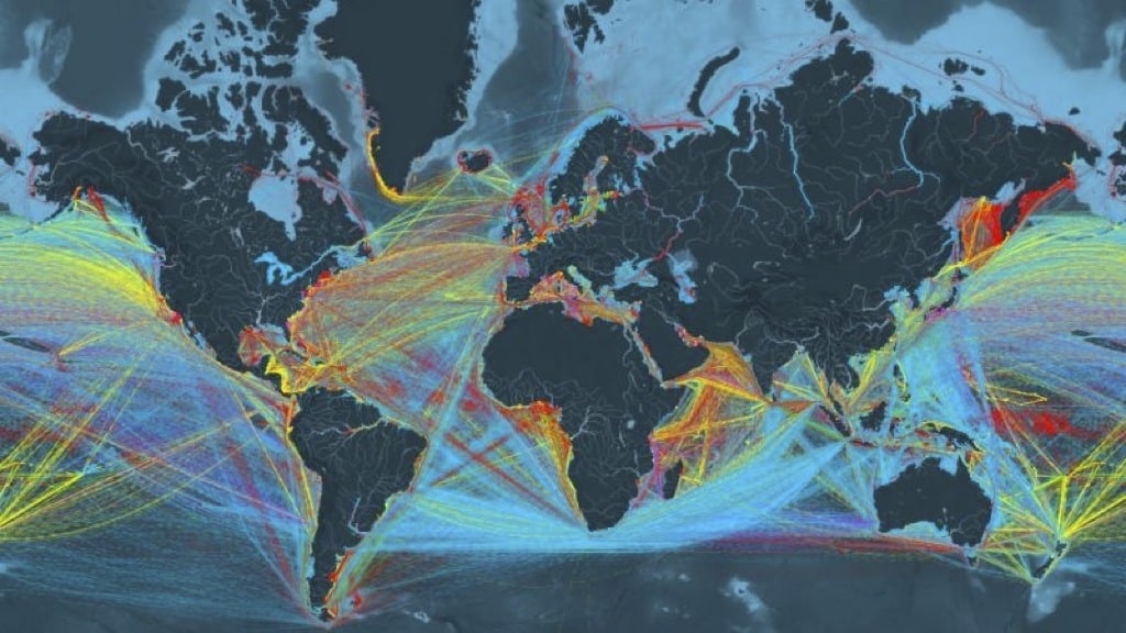 Este mapa interactivo te muestra todo el tráfico naval en el mundo