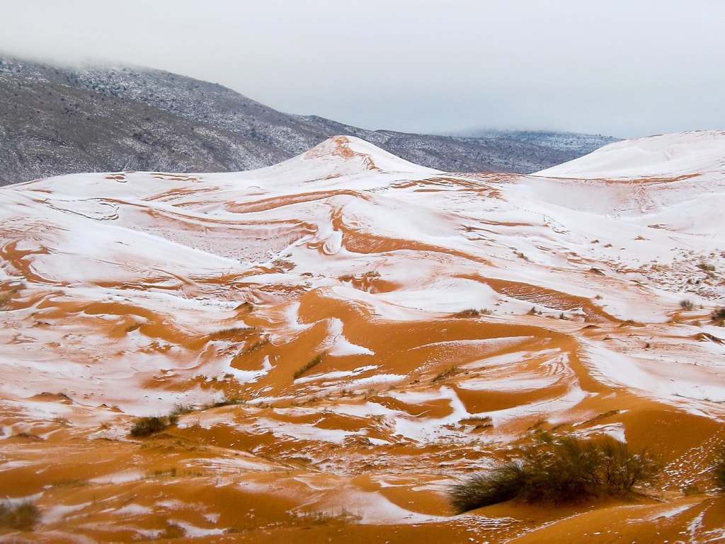 Ha nevado en el desierto del Sáhara