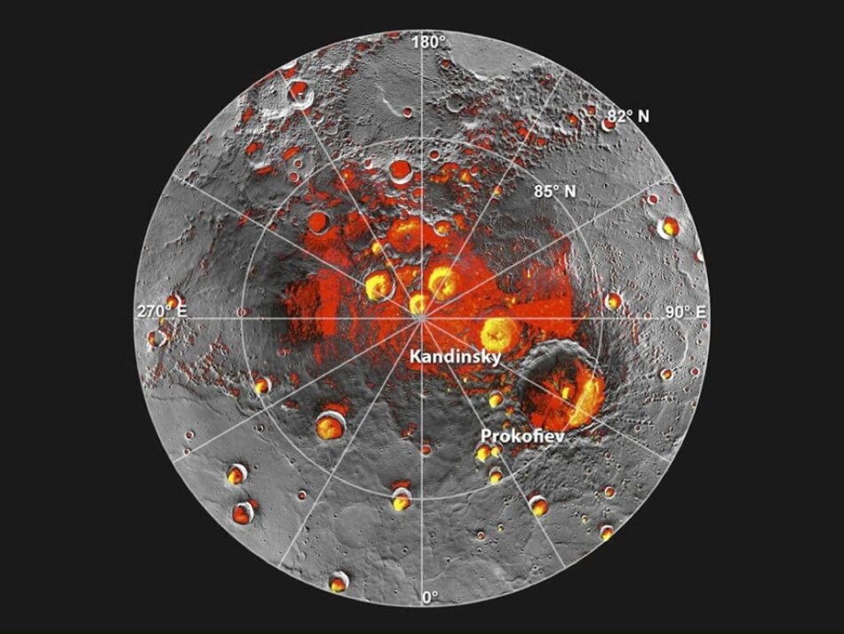 Hielo de agua en Mercurio