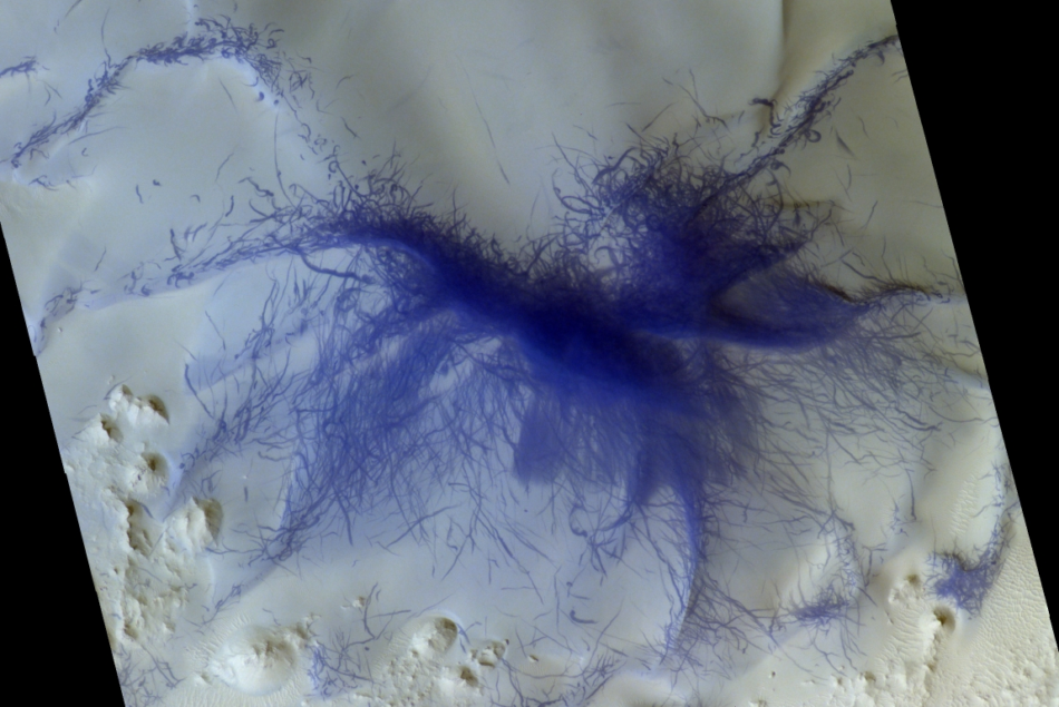 ¿Qué es esta enorme «araña peluda azul» que ha aparecido en Marte?