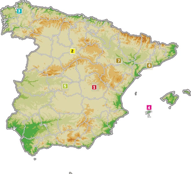 Mapa de yacimientos arqueológicos en España