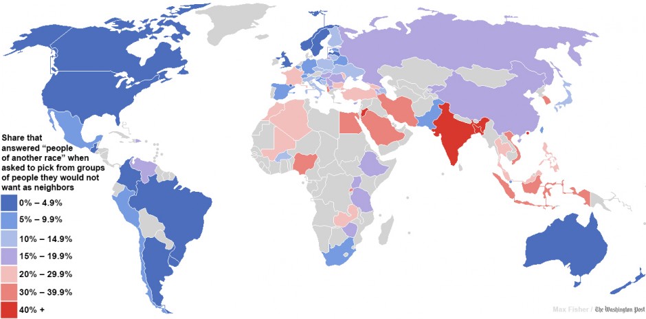 Mapa del racismo en el mundo