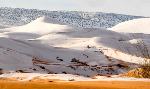 Nieva en el desierto del Sahara por tercera vez en 40 años