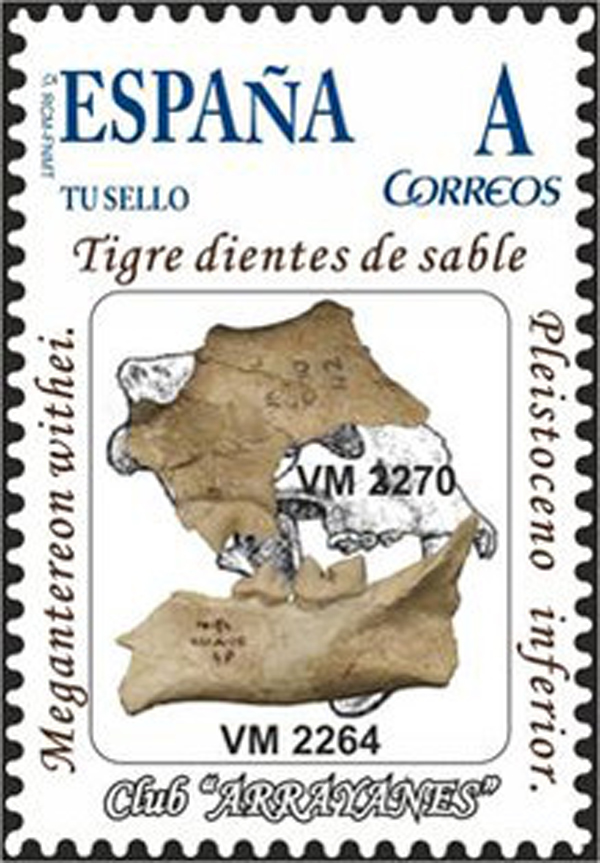 Un sello de correos dedicado al tigre de dientes de sable