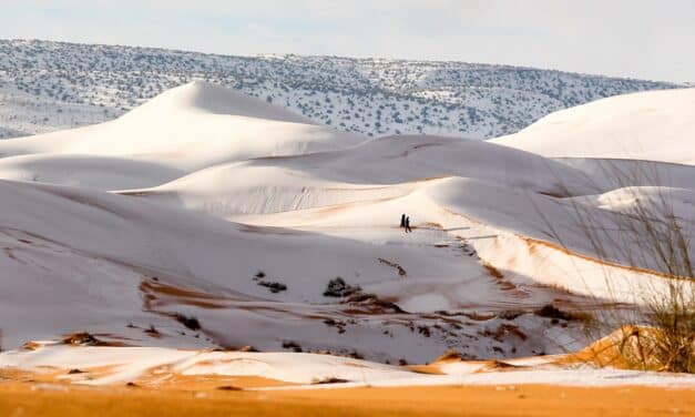 La nieve ha llegado un año más al desierto del Sahara
