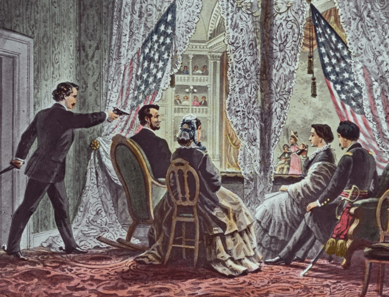 Ilustración del atentado contra Abraham Lincoln.