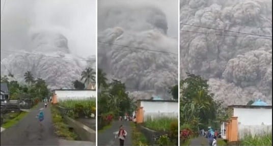 Aterrador momento de la erupción del volcán Monte Semeru en Indonesia