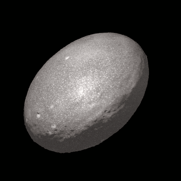 El planeta enano de rotación rápida, Haumea (impresión del artista) Crédito:  Stephanie Hoover