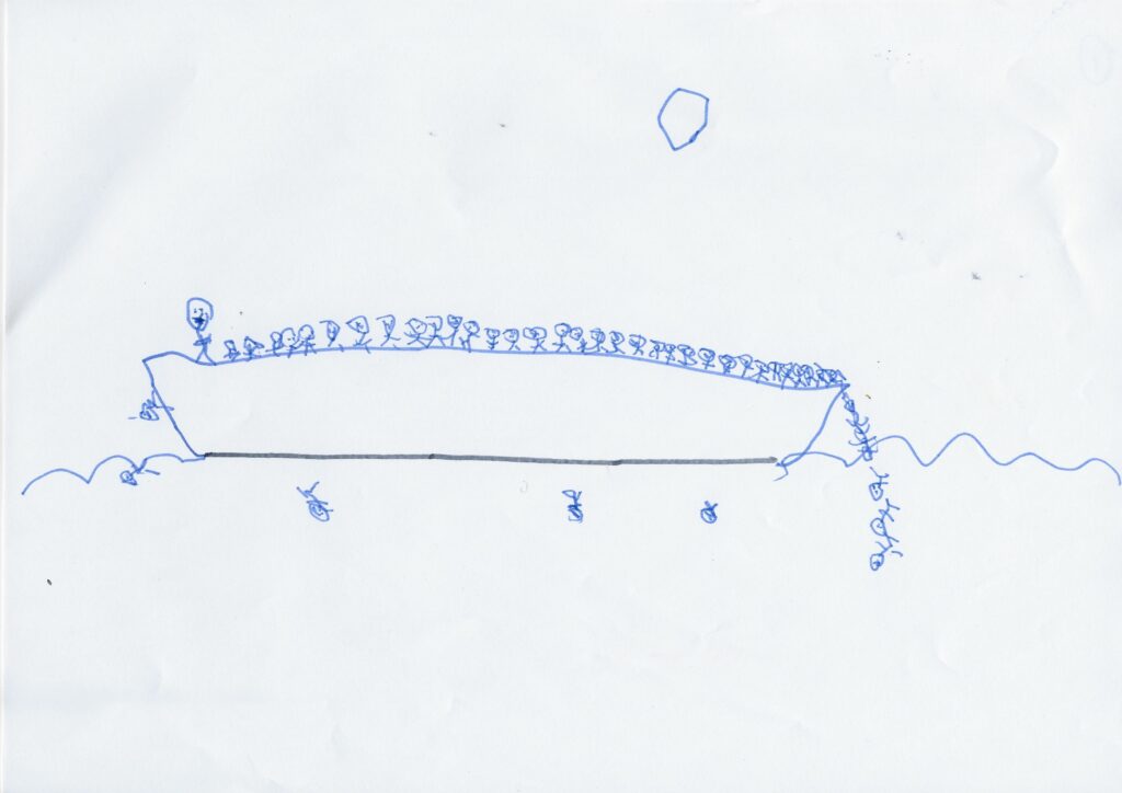 Dibujo de un niño del campo de refugiados de Kara Tepé. @wikimedia commons