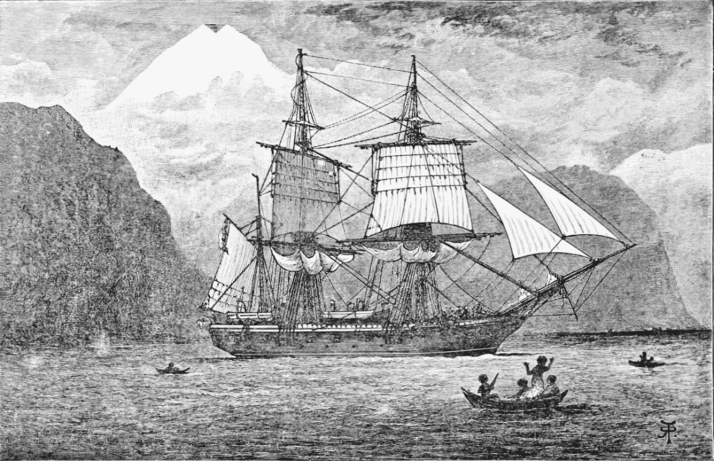 El HMS Beagle en el estrecho de Magallanes