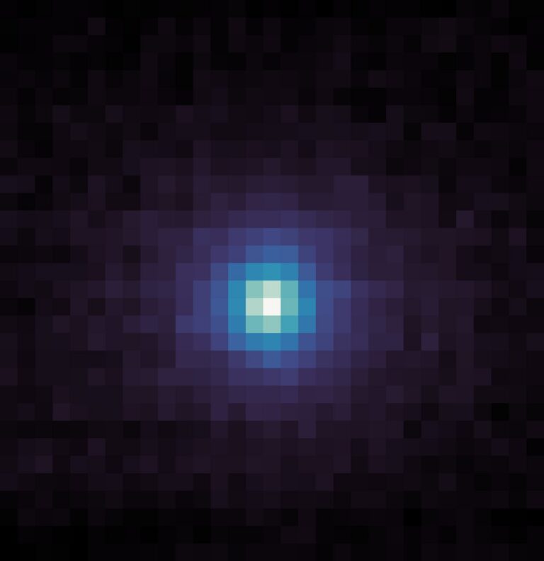 Esta imagen ultravioleta muestra el halo de gas y polvo, o coma, que rodea al cometa 3I/ATLAS, tal y como lo captó la nave espacial MAVEN de la NASA el 9 de octubre de 2025. Crédito: NASA/Goddard/LASP/CU Boulder
