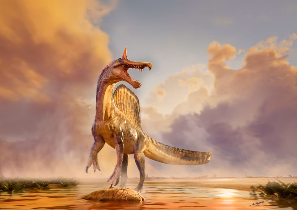 Un nuevo dinosaurio descubierto en el Sahara con cresta de cimitarra y dientes para pescar 1 Entre las 55 toneladas de especímenes recogidos durante la expedición a Níger, en África Occidental, en 2022, se encontraban fósiles de una nueva especie de Spinosaurus, llamada Spinosaurus Mirabilis. Cortesía de la Universidad de Chicago.