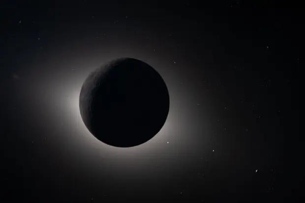 En esta imagen facilitada por la NASA, tomada desde la órbita lunar por la tripulación de Artemis II, se ve cómo la Luna eclipsa al Sol el lunes 6 de abril de 2026. NASA