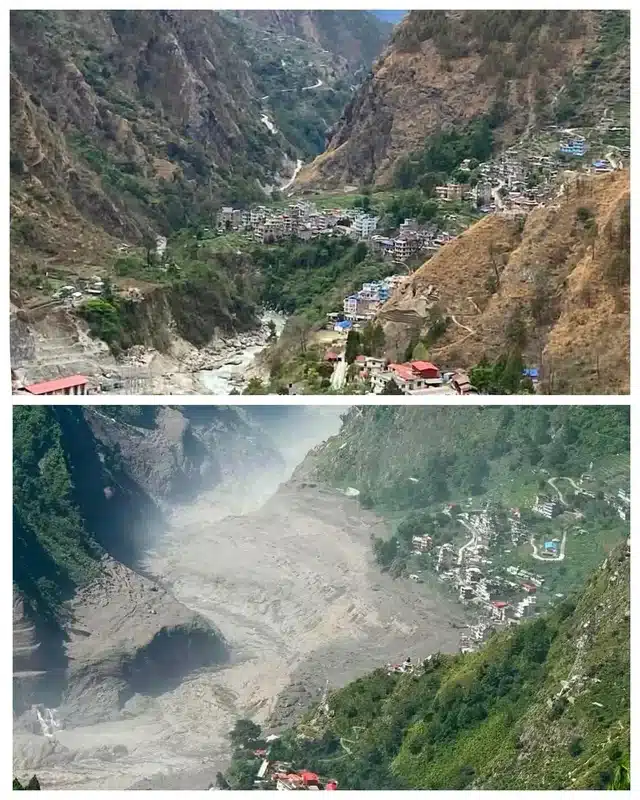 ¿Qué causó la inundación en Nepal? No fue un terremoto 3 before and after of syapru beshi one of the affected areas v0 ¿Qué causó la inundación en Nepal? No fue un terremoto