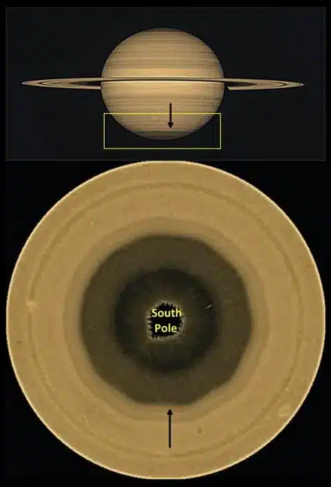 El misterioso decágono vasco de Saturno se suma al misterioso hexágono 2 Posición del decágono en Saturno